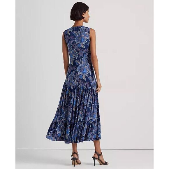 Lauren Ralph Lauren Floral Twist-Front Jersey Sleeveless Dress - Picture 3 of 8